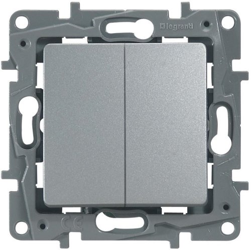 Выключатель без рамки Legrand Etika 2-кл. алюминий фото Выключатель без рамки Legrand Etika 2-кл. алюминий картинка